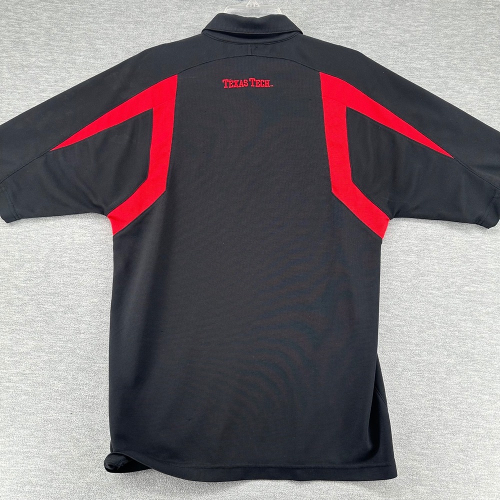 Vintage Texas Tech Nike Team Polo Men Medium Black Red NikeFIT Dry Short Sleeve - Picture 6 of 7